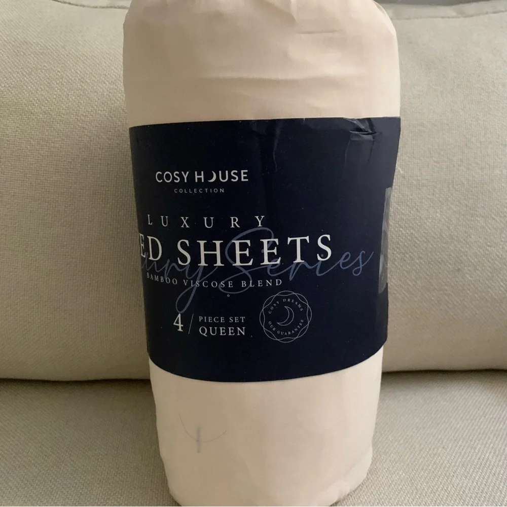 New $169 Luxury Bed SheetsBamboo Viscose Blend in Cream color